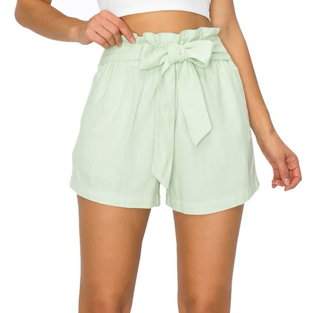 Francesca's Collections High Rise Mint Green Tie Waist Casual Shorts 2X